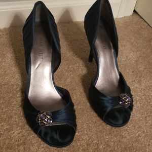 Dark blue high heels open toe